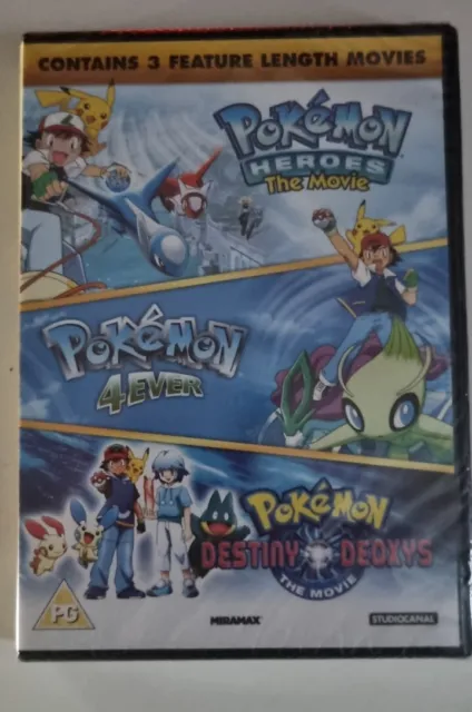 Pokemon 3x Triple Movie Collection DVD 4ever Heroes Film Cartoon Pikachu Ash