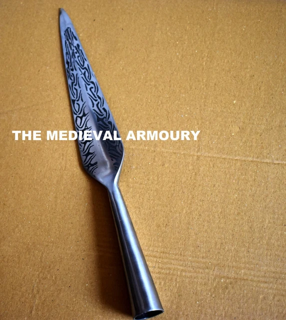Viking Hand Forged Etching High carbon  steel spearhead