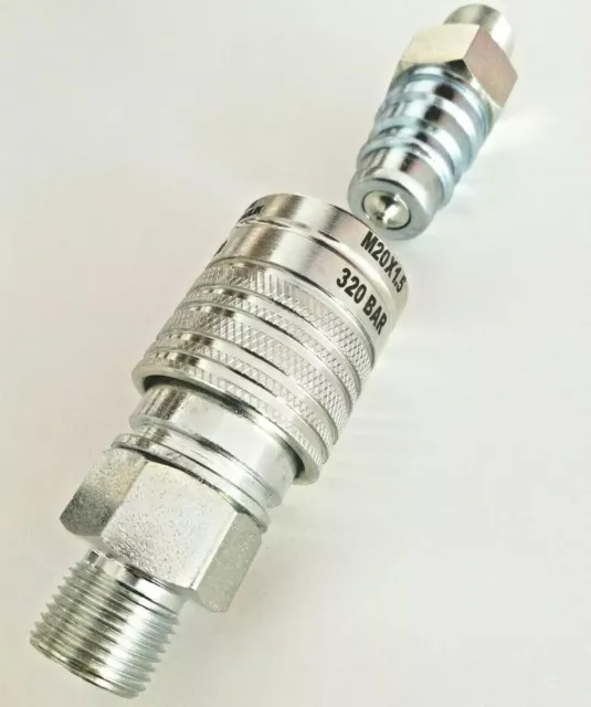 BLAU Hydraulik Kupplung Push Pull M18- M24 Stecker Muffe Schnellkupplung