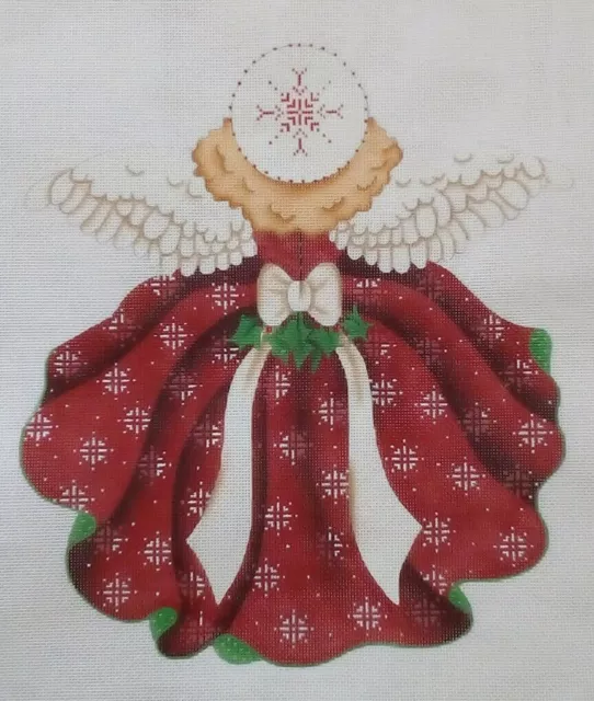 Melissa Shirley needlepoint handpaint BACK Red Angel tree topper 1518 blonde