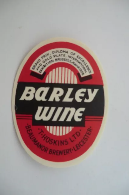 Mint Hoskins Leicester Barley Wine Brewery Beer Bottle Label