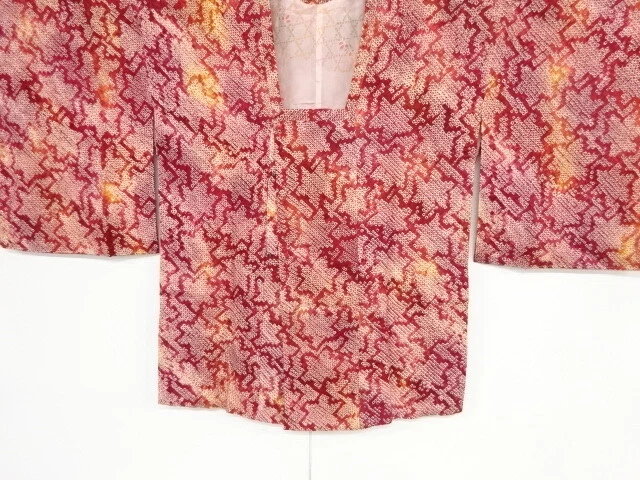 36260# Japanese Kimono / Michiyuki Coat / All Shibori / Abstract Pattern