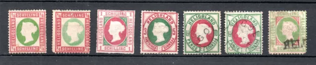 Helgoland 1867/76 kleine Sammlung meist geprufte Werten un/gebraucht