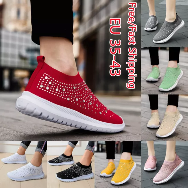 Womens Fashion Breathable Running Shoes Casual Walking Trainers Slip on Sneakers