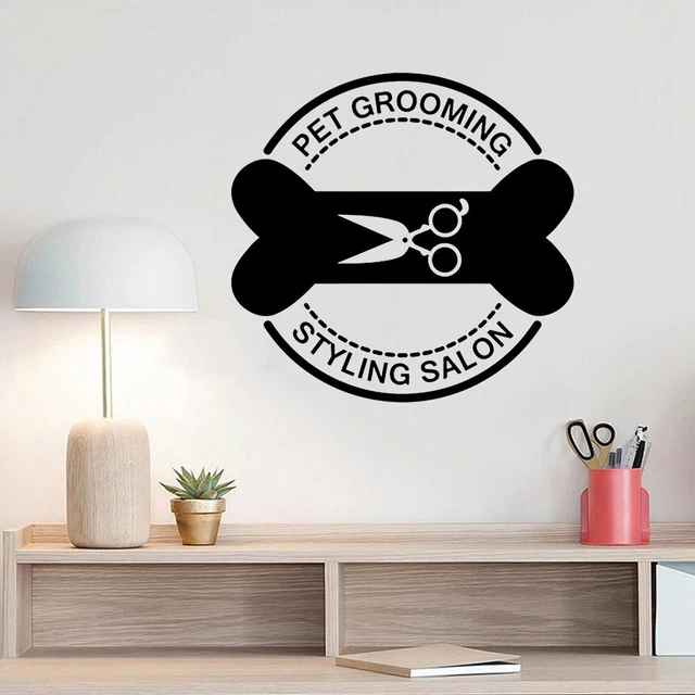 PET GROOMING SALON Wall Decals Pet Shop window Decor Vinyl Sticker Care ...