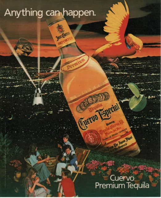 1983 JOSE CUERVO Especial Gold Tequila Parrot City Lights Vintage Print Ad