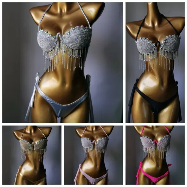 Women's Sexy Diamond suit Swimwear tassels Nightclub Bikini Beach swimsuit