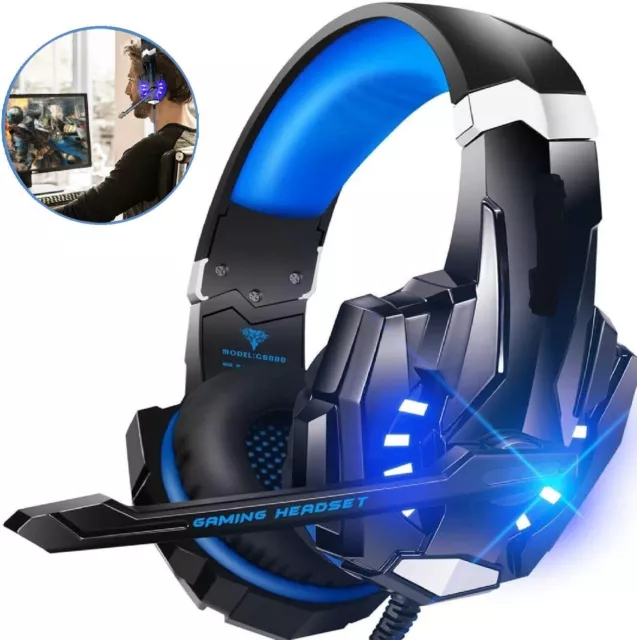 Stereo Gaming Headset for PS4 PC Xbox Noise Cancelling Headphones Mic LED Light