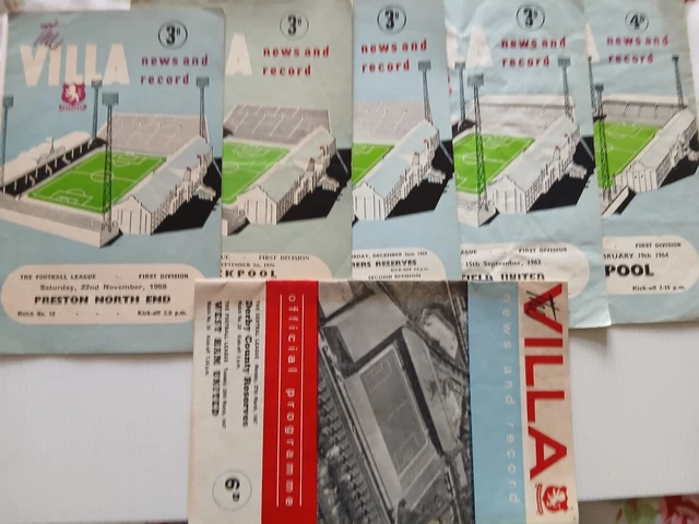 6 ASTON VILLA home programmes late 1950's early 1960's £1.70 - PicClick UK