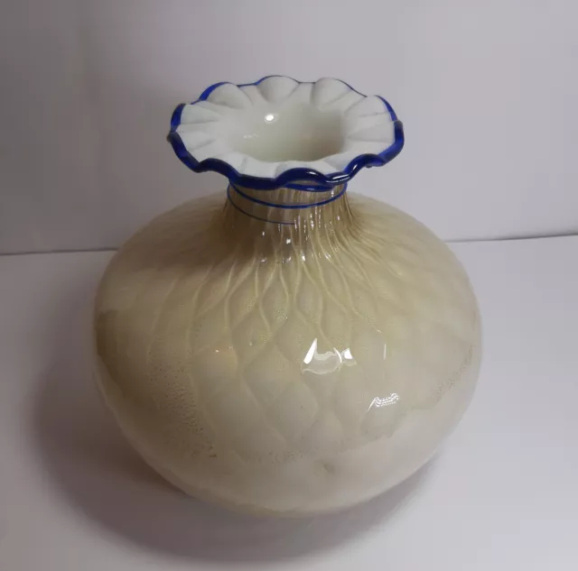 Vaso Vetro Murano Polvere Oro Opalino Sfera Stile Barovier cm 22 Vintage a Mano