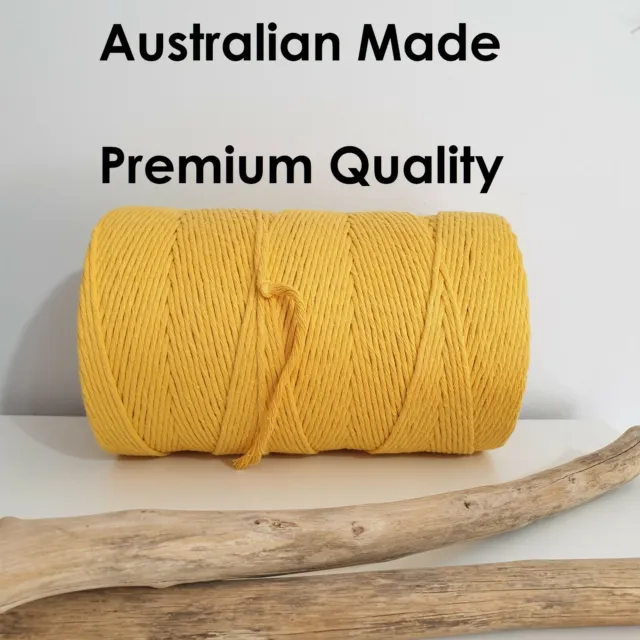 Macrame Single Twist String Rope - 3mm Yellow Gold - 480m - Australian Made