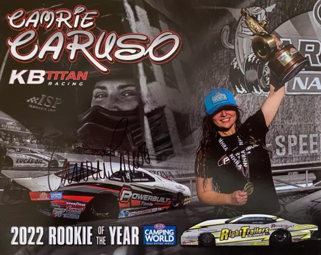 Camrie Caruso Signed Rookie Nhra Kb Titan Pro Stock Drag Racing Card +2