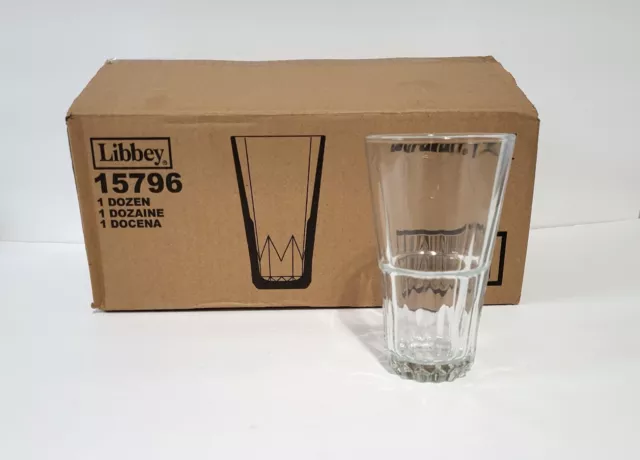 12 New in Box Libbey Brooklyn Duratuff 12oz Clear Glass Drinking Glasses # 15796
