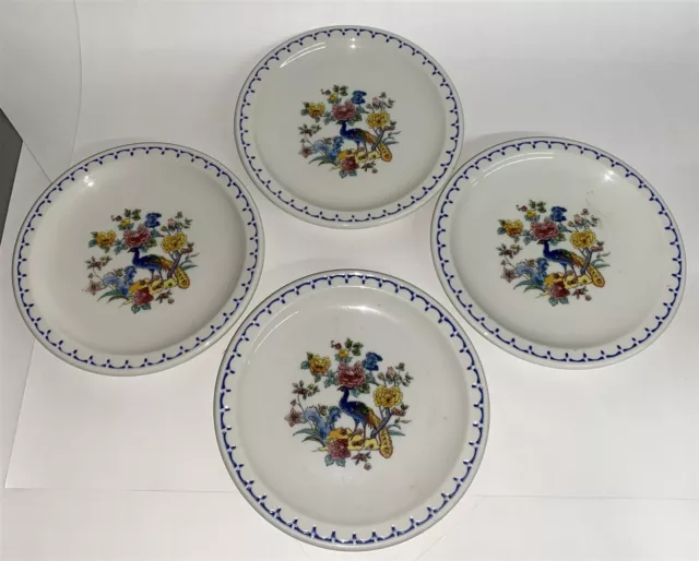 4 Milwaukee Road Railroad Peacock pattern china dining car 6 1/2" plates