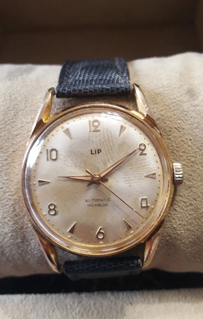 Montre Bracelet LIP Vintage Sans Mouvement - Pour Calibre T.15, Boîtier Acier, Bracelet Cuir Marron, NOS