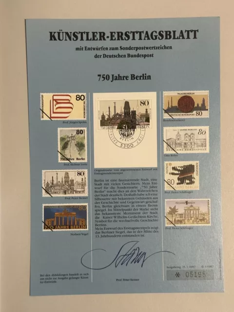 BRD/BUND 1987 FDC Künstler-Ersttagsblatt 1/1987 1306 750 Jahre Berlin