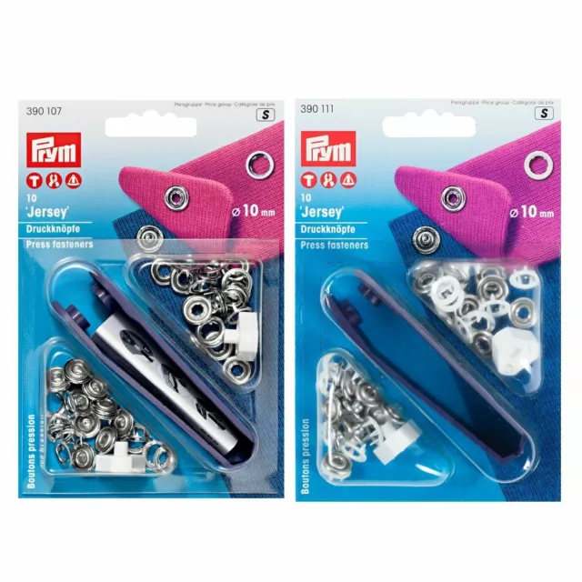 Prym Nähfrei-Druckknöpfe Jersey 10 Stück 10mm  weiß/silberfarben 390107 390111