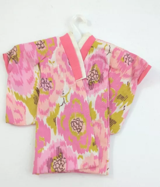 Vintage Vogue Doll Inc. Pink Kimono Ginny Doll, Flowers, Mustard Yellow, Tag