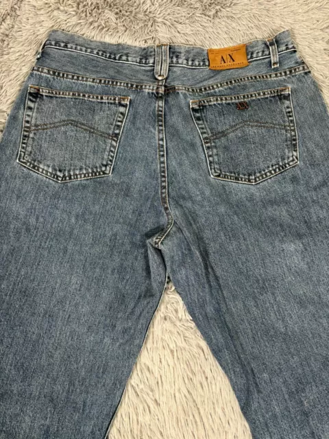 VTG Armani Exchange A|X Mens Jeans Blue Size 38x32 Denim Button Fly Made in USA