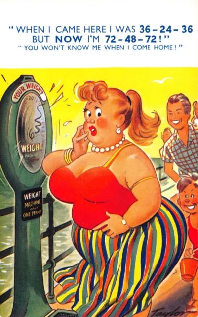 Vtg Saucy Seaside Comic Postcard BAMFORTH Big Boobs Come Round Flat 2067  Taylor