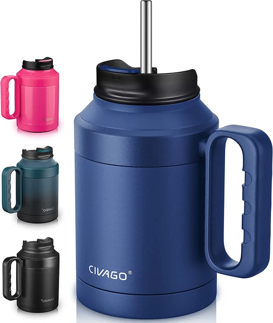50 Oz Insulated Tumbler Mug with Lid and Straw, Vacuum Travel Coffee Mug with Ha
