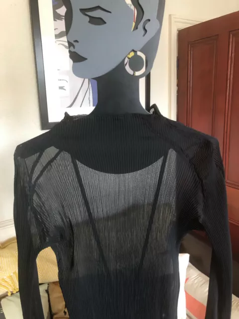 NOS Vintage Stretch Sheer Black Dress, Circa 1990