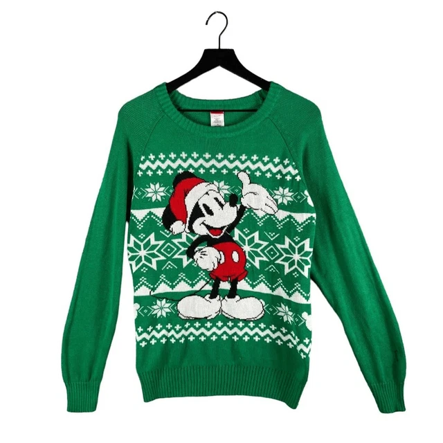 Christmas Sweater Kids Size XL Disney Mickey Mouse Ugly Long Sleeve Walt Green