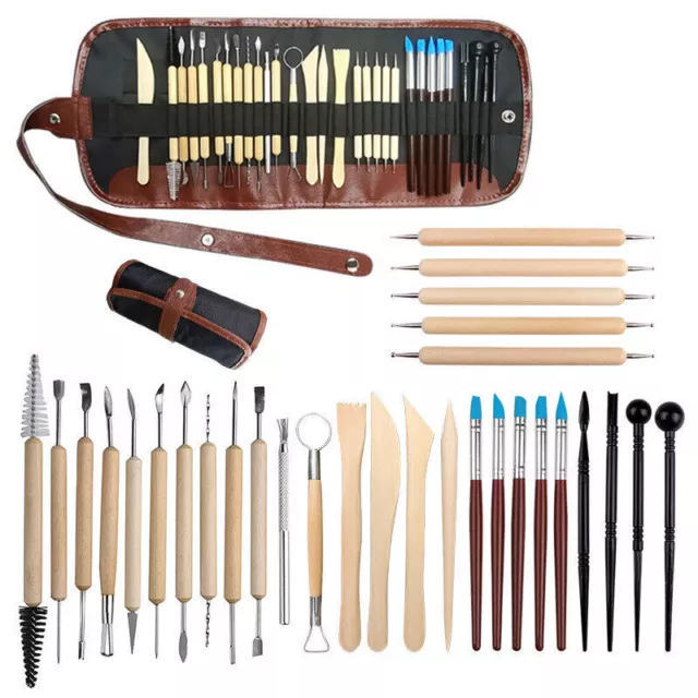 30PCS Clay Sculpting Carving Pottery Tool Set Bag Kit Modelling DIY Sculpture AU 3