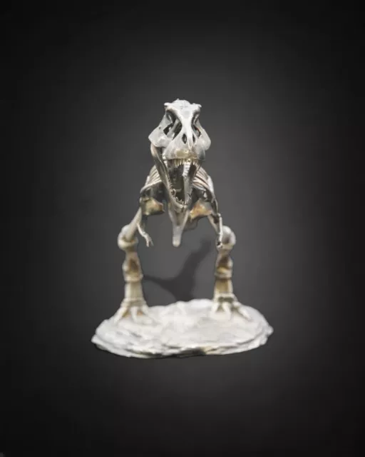 (Presale) 3oz T-Rex Skeleton Hand-Poured Silver Art Statue 999 Bar 2