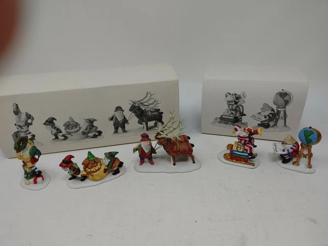 Dept 56 Heritage Village lot Santa's Little Helpers  & Charting Santas Course