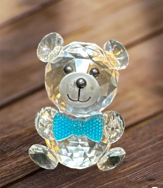 Crystal Teddy bear blue Figurine # 1614