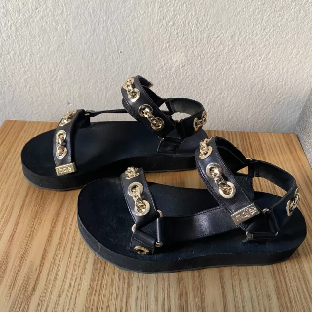 Maje Frankie black gold chain platform sandals sandal flats Size 6 $245 3