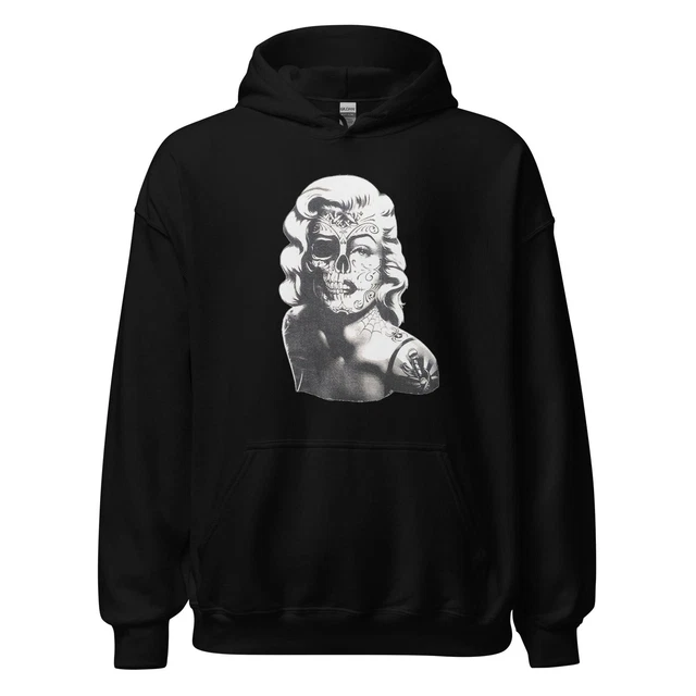 Marilyn Monroe Hoodie Classic Actress's Pop Culture Portrait with Half Skull in