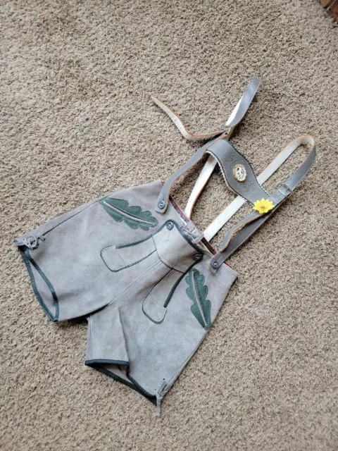 Vintage German Lederhosen Leather Traditional Bavarian Shorts 26" Waist REAL