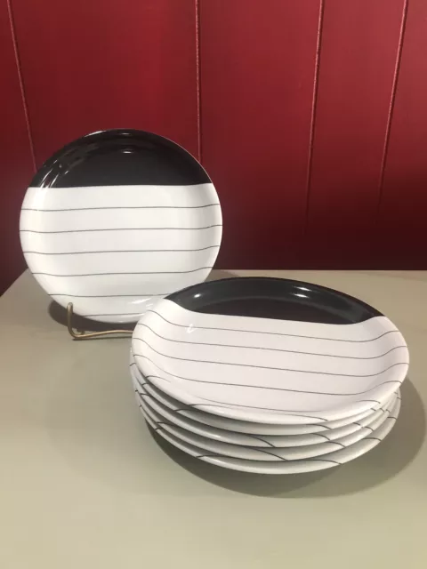 Vista Alegre Harmony Block Jack Prince Black White 8” Salad Plates Set Of 6