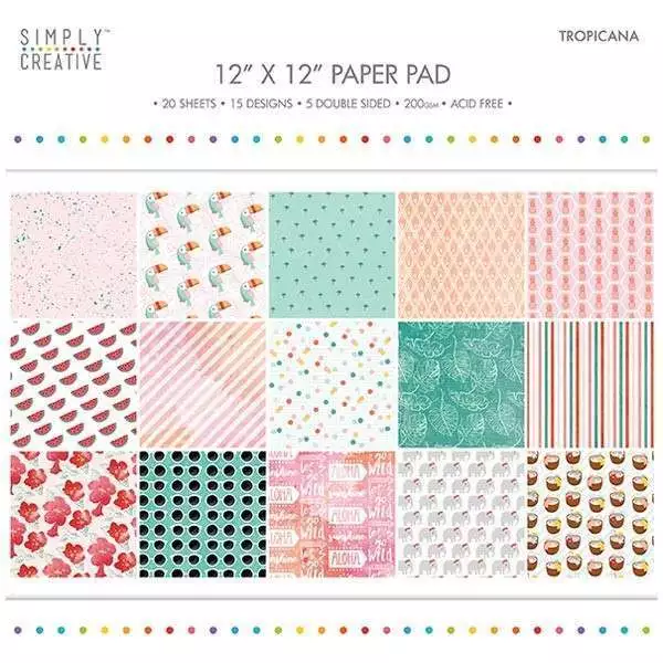 Simpley Creative Tropicana 12” x 12” FSC Paper Pad (FSC) for cards and crafts