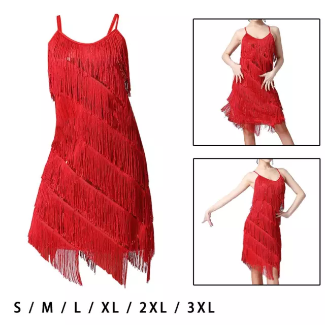 Femmes Glands Fringe Dress Dancewear Tiered pour Rumba Ballroom Samba