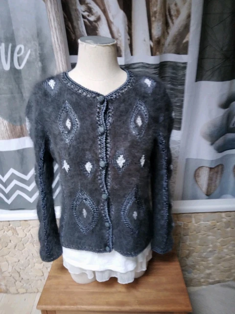 Pull Angora 70% Gloria Glycine/Anny Blatt - Coupe Classique, Rayures - Neuf Sans étiquette