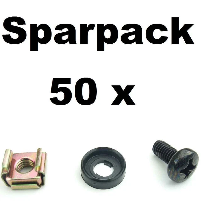 50x vite rack M6 x 12 + dado gabbia per guida rack in acciaio + disco a U con bordo