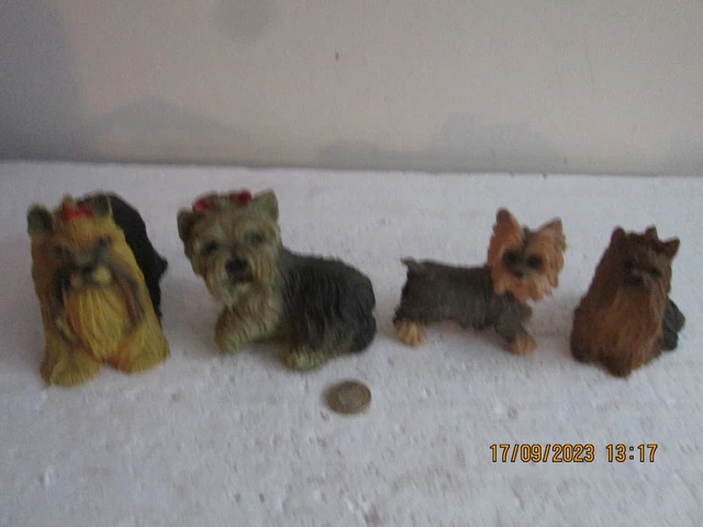 YORKSHIRE TERRIER  DOGS X 4   ORNAMENTS     see des.