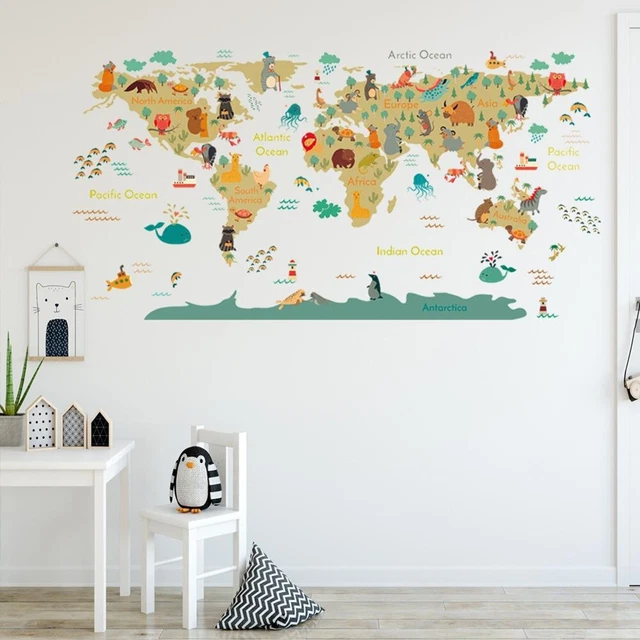 Autocollant Mural Carte Du Monde 3D En Acrylique - Déco Chambre Adulte - Adhésif Réutilisable