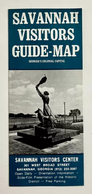 1980 SAVANNAH GEORGIA Visitors Guide Map Vtg Tourist Downtown Travel