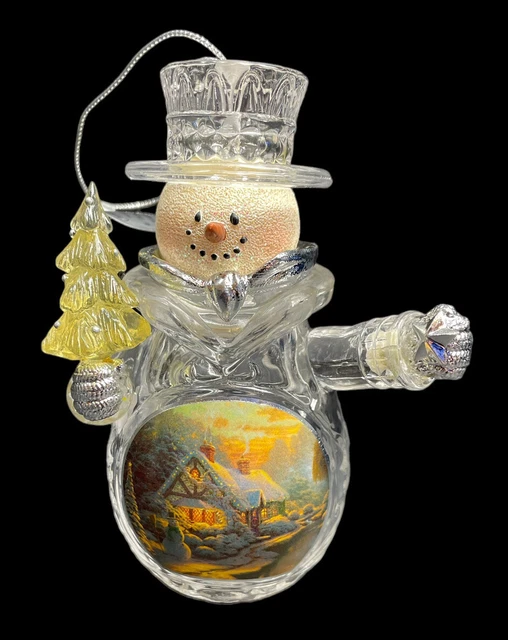 Thomas Kinkade Holiday Reflections Crystal Snowman Christmas Statue 2006