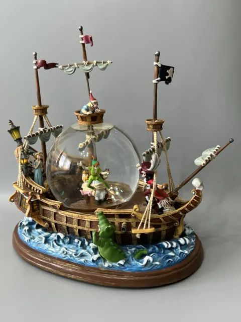 Disney Peter Pan Captain Hook Snow Globe You Can Fly Pirate Ship Large Read