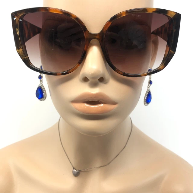 TAHARI TH850 SUNGLASSES Brown Tortoise Oversize Square Sun Shades
