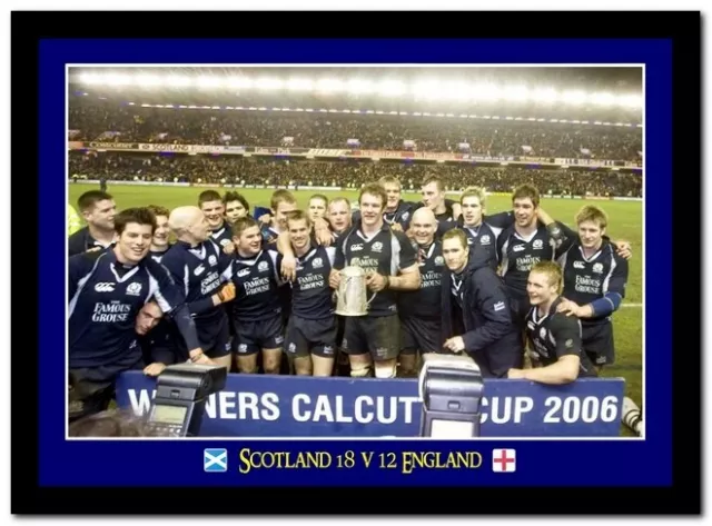 Scotland 18 v 12 England 2006 Calcutta Cup Rugby Framed A4 Colour Print 06b