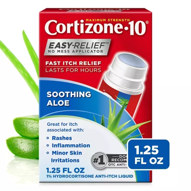 Cortizone 10 Easy Relief Applicator Anti-Itch Liquid 1.25 OZ with Healing Aloe