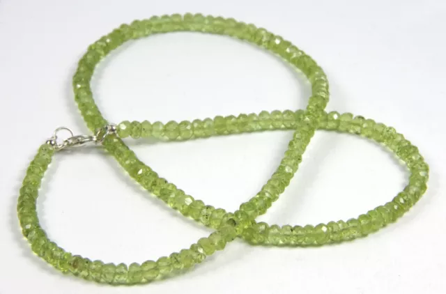 Facettierte Peridot-Kette (auch Chrysolith oder Olivin) mit Silber-Schließe 3