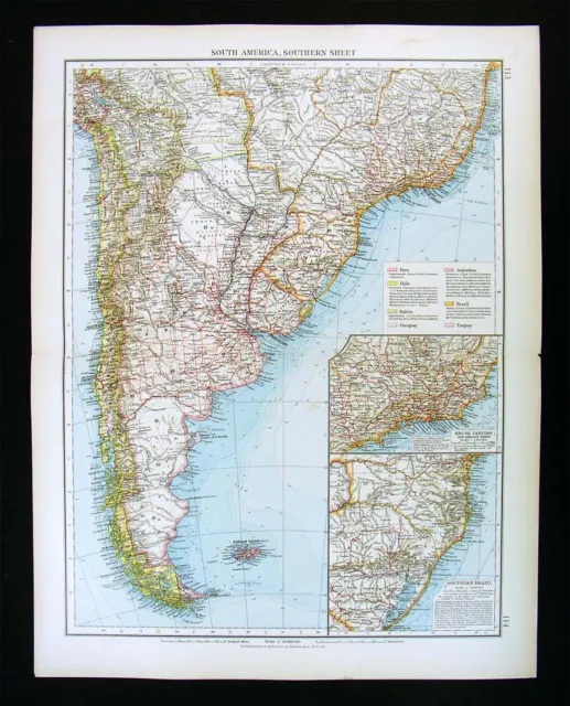 1900 Times Map Argentina Chile Uruguay Brazil Rio de Janeiro South America Cone