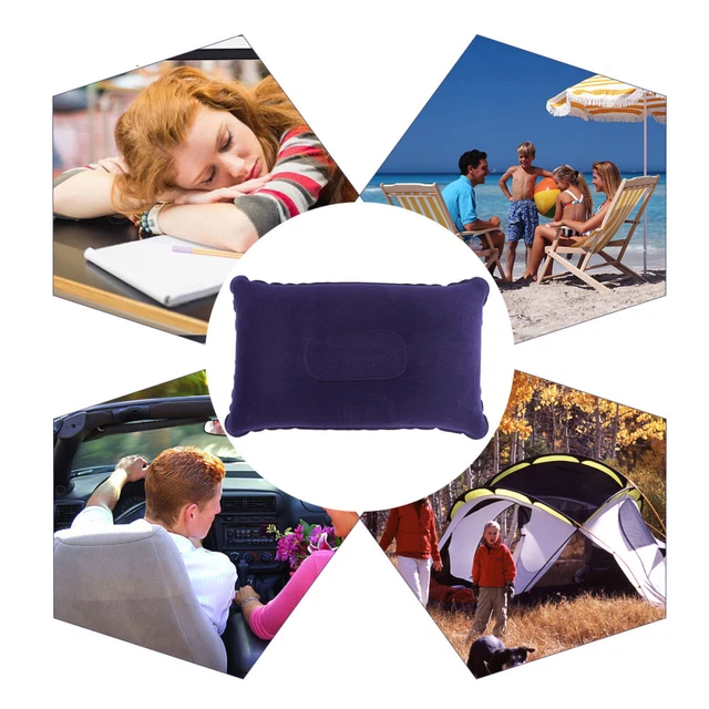 2pcs PVC Flocking Inflatable Pillows Ultralight Neck Pillows Portable Inflation
